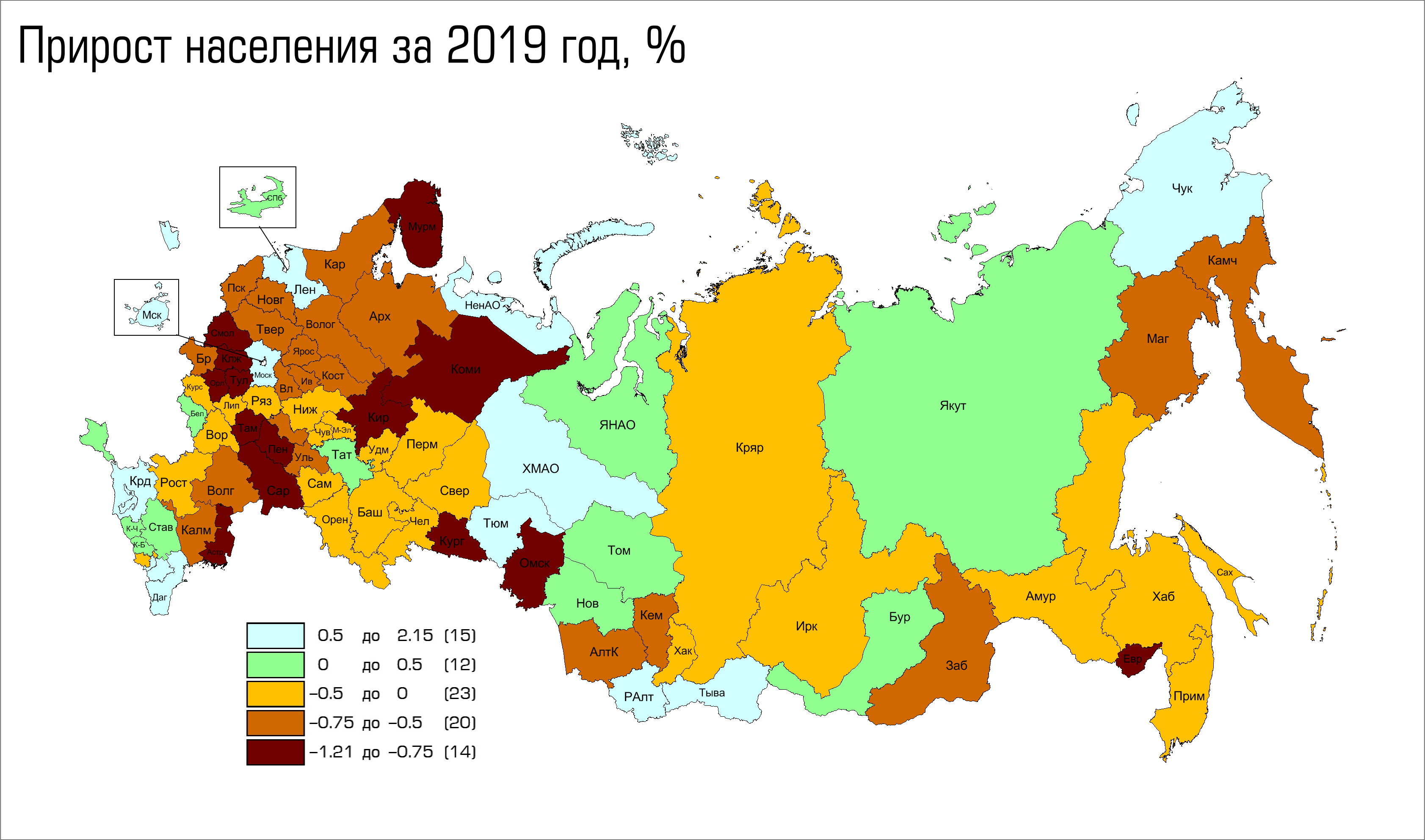 Естественный прирост населения карта