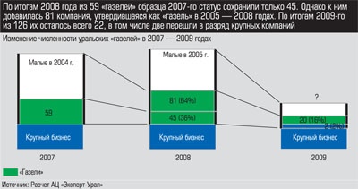 Изменение численности уральских «газелей» в 2007 - 2009 годах