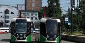 Новый трехсекционный трамвай «Кастор» представило в Челябинске предприятие Роскосмоса